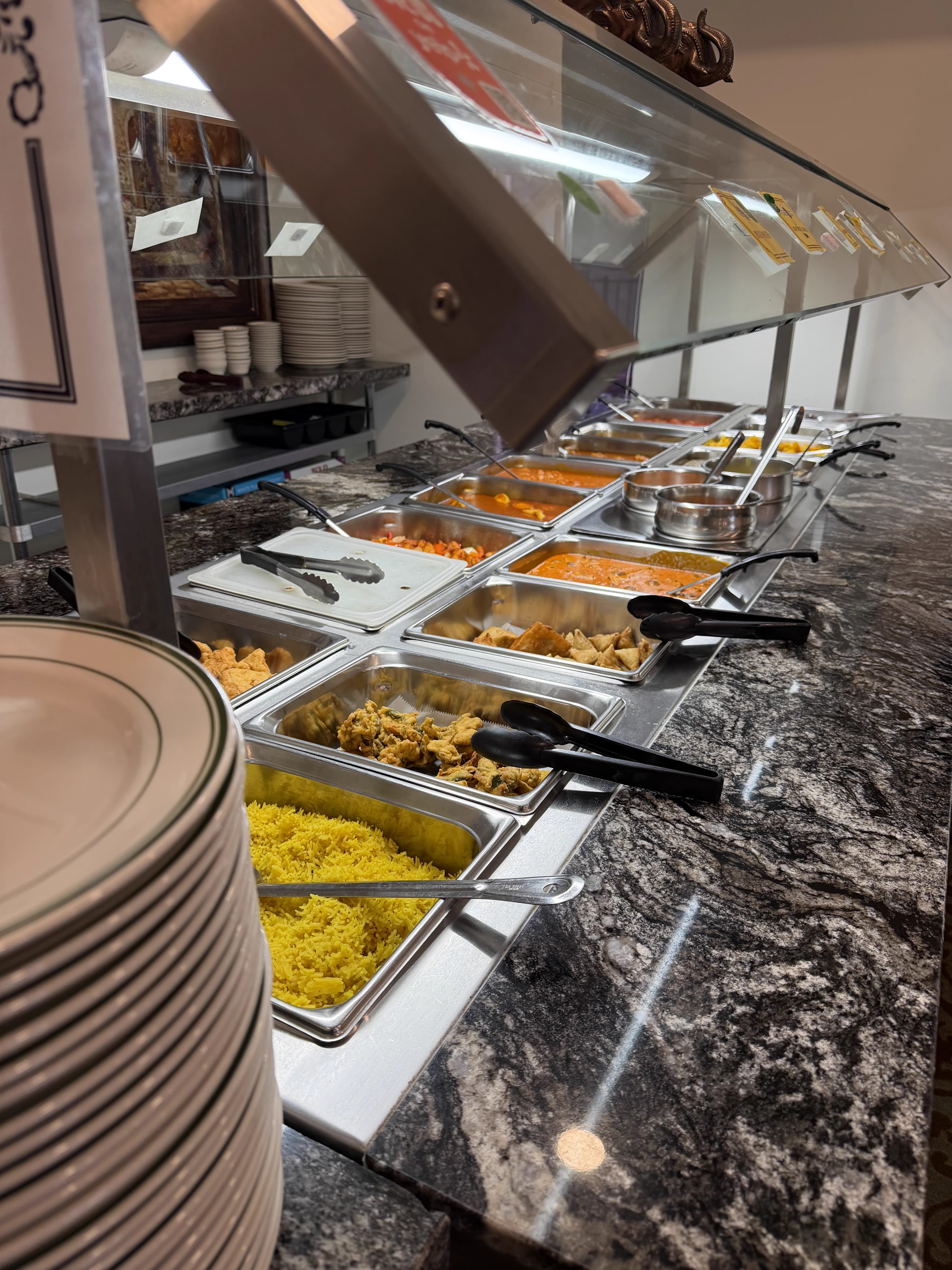 Tandoor Palace lunch buffet spread with colorful dishes